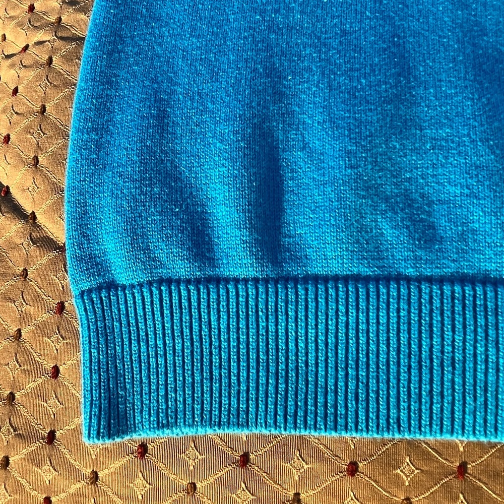 Lauren Ralph Lauren Vintage V-Neck Collared Embroidered Knit Deep Ocean Blue  L - Picture 8 of 12